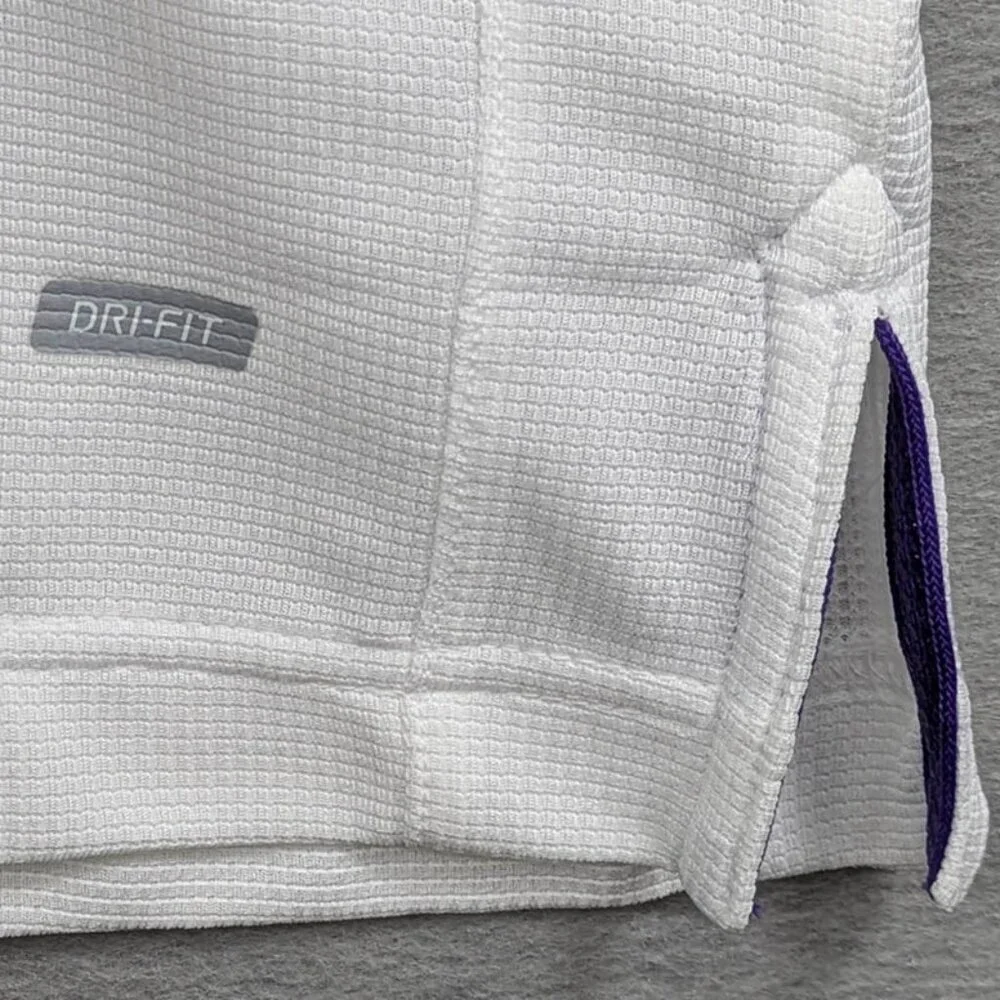 NEW Nike Dri-Fit White Polo Golf Shirt Mens‎ Medium Basketball Logo Purple BU